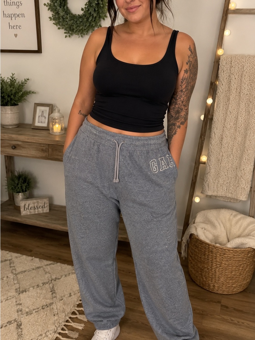 GAP Heather Gray Cozy Drawstring Sweatpants